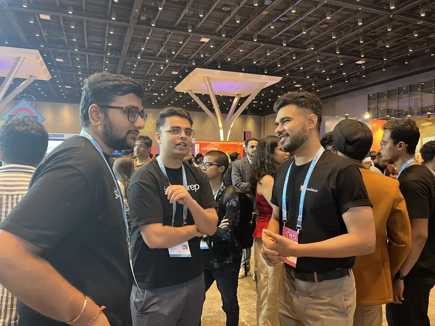 Team members in conversation