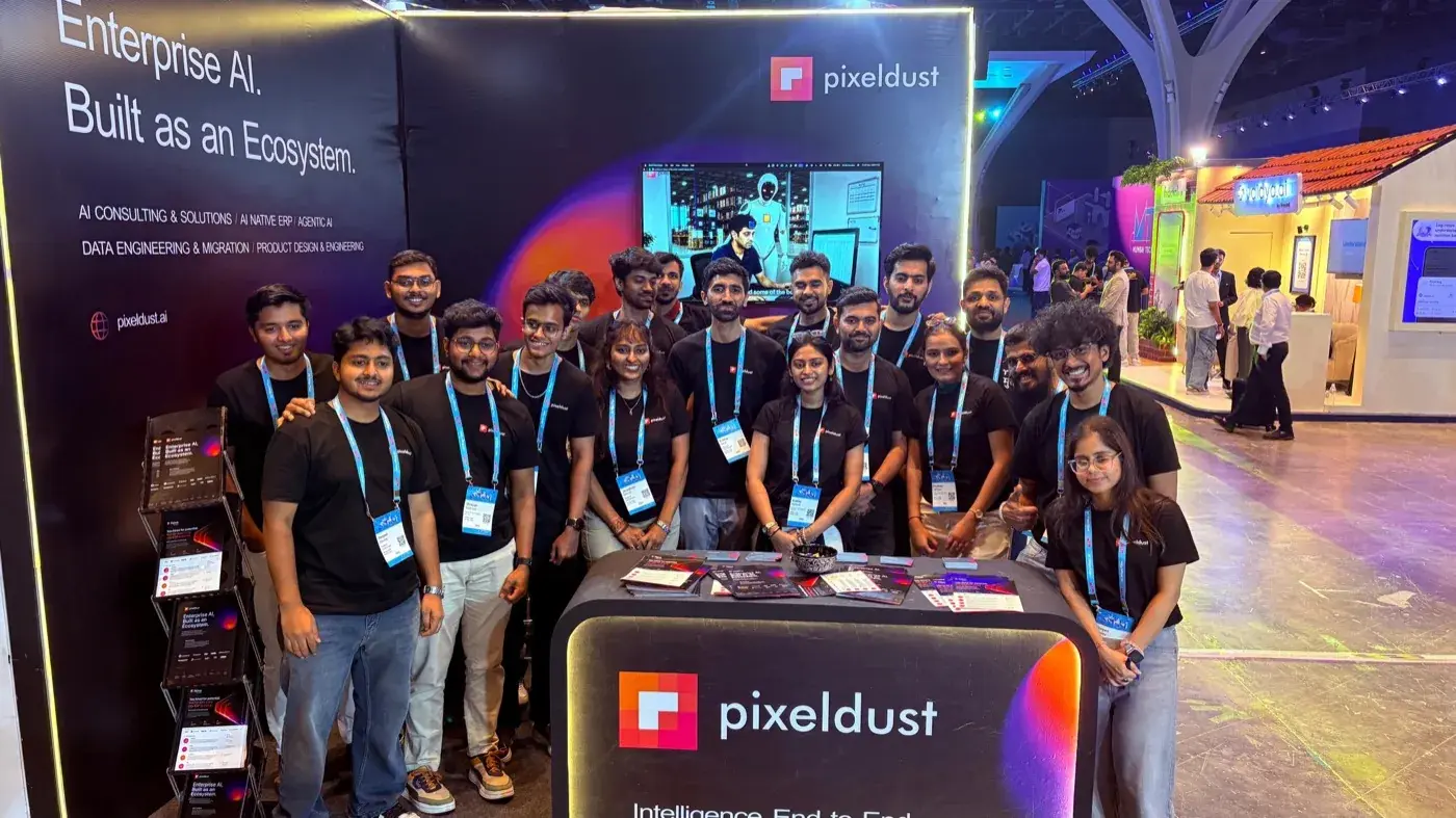 Full Pixeldust team at the event booth